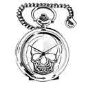 A skull pocket watch with a broken chain tattoo design idea
