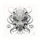 Cthulhu, underwater landscape, eldritch, horror  tattoo design idea