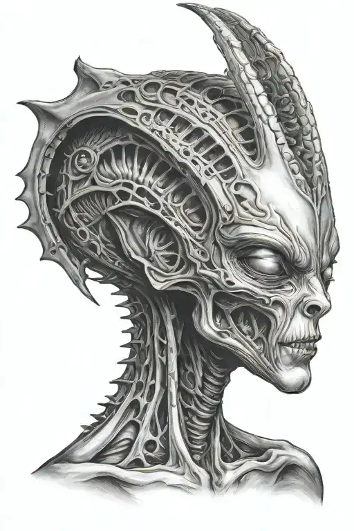 alien face tattoo design idea