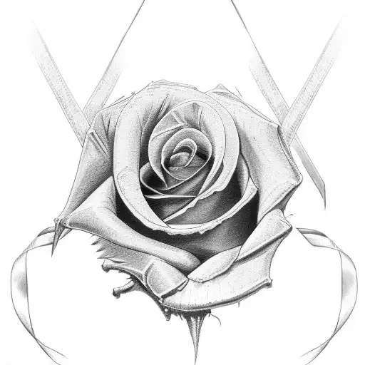 cancer ribbons around a rose tattoo design idea