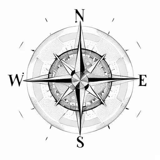 A compass rose with coordinates representing significant family locations and cancer ribbons intertwined tattoo design idea