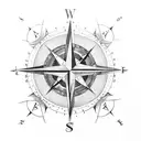 A compass rose with coordinates representing significant family locations and cancer ribbons intertwined tattoo design idea