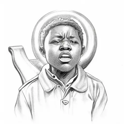 black panther party members feeding children of the black community while shielding them from  racist evils. tattoo design idea