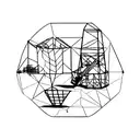A minimalist tattoo of a construction crane lifting an Oli Ella basket tattoo design idea