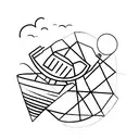 A minimalist tattoo of a construction crane lifting an Oli Ella basket tattoo design idea