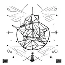 A minimalist tattoo of a construction crane lifting an Oli Ella basket tattoo design idea