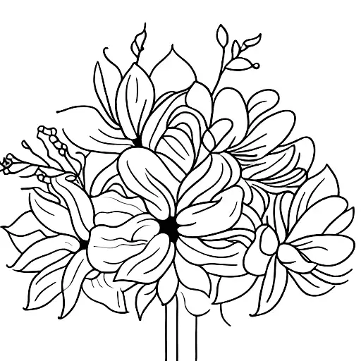 April, march, November and September birth flower bouquet  tattoo design idea