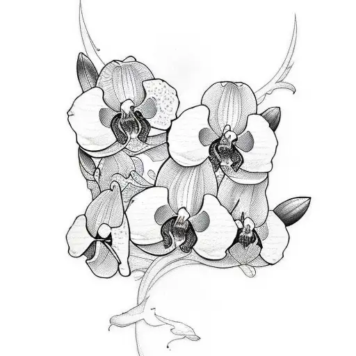 Incorporate dope line work into an Irezumi-inspired tattoo with a focus on orchids tattoo design idea