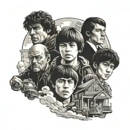 goonies, die hard, neverending story, pulp fiction  tattoo design idea