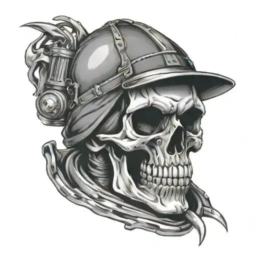 Welding hood skull crossed torches  tattoo design idea