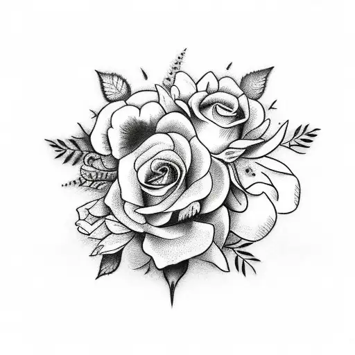 casket with flowers and a hand peackibg out  tattoo design idea