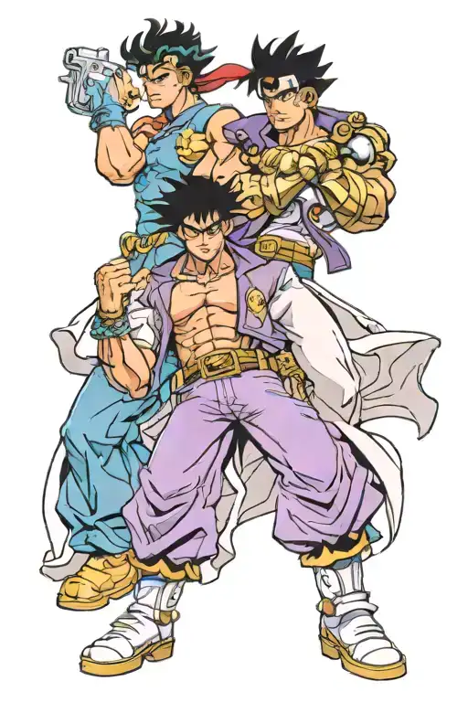 Character Jotaro Kujo and Star Platinum tattoo design idea