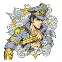 The character Jotaro Kujo from the anime JoJo's Bizarre Adventure tattoo design idea