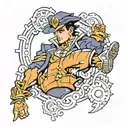 The character Jotaro Kujo from the anime JoJo's Bizarre Adventure tattoo design idea