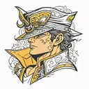 The character Jotaro Kujo from the anime JoJo's Bizarre Adventure tattoo design idea
