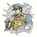 The character Jotaro Kujo from the anime JoJo's Bizarre Adventure tattoo design idea