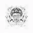 overthinking, buddha, galaxy, brain tattoo design idea