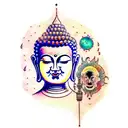 Overthinking, buddha, brain, heart, galaxy tattoo design idea