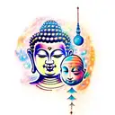 Overthinking, buddha, brain, heart, galaxy tattoo design idea