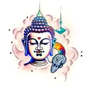 Overthinking, buddha, brain, heart, galaxy tattoo design idea