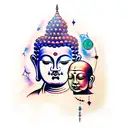 Overthinking, buddha, brain, heart, galaxy tattoo design idea