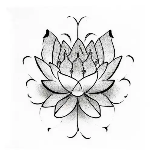 red ink lotus flowe with black quote under tattoo design idea