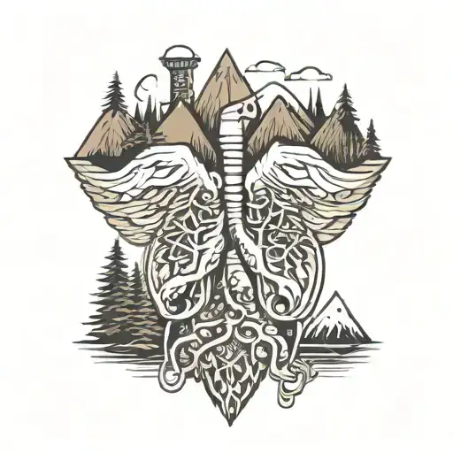 Healthcare lungs shaped like a mountain tattoo design idea