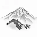 mount rainier, ju jitsu, buck, rock climbing tattoo design idea