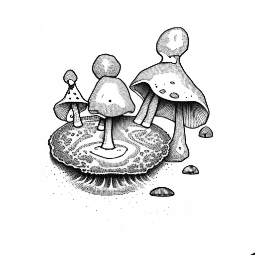 stick and poke mushrooms tattoo design idea