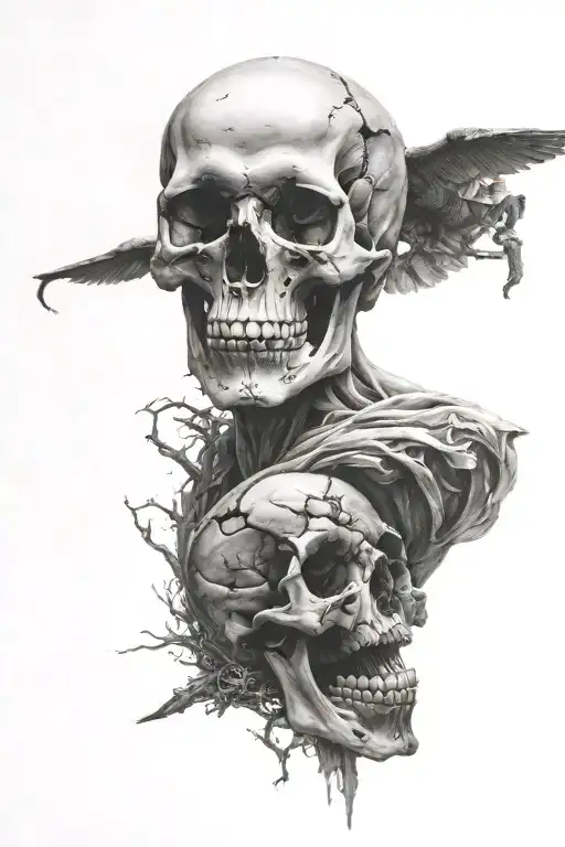 skull and death tattoo design idea