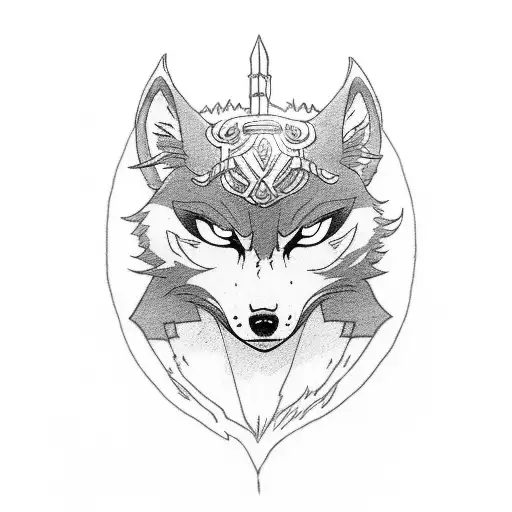 Princess Mononoke character from princess mononoke moviewith the wolf of kindred champion of league of legends tattoo design idea