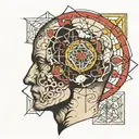 metatrons cube as a brain in a persons head  tattoo design idea