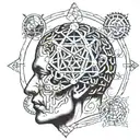 metatrons cube as a brain in a persons head  tattoo design idea