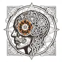 metatrons cube as a brain in a persons head  tattoo design idea