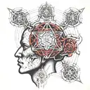 metatrons cube as a brain in a persons head  tattoo design idea