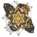 space themed, metatrons cube with equations forming tattoo design idea