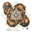 space themed, metatrons cube with equations forming tattoo design idea