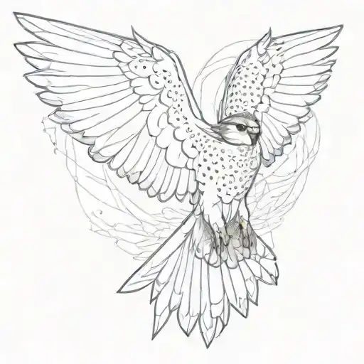 peregrine falcon spreading wings tattoo design idea