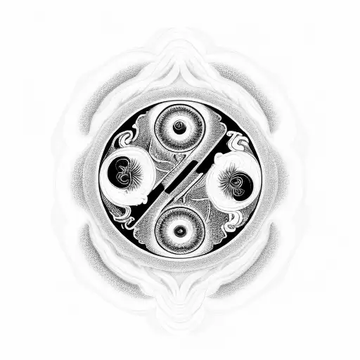 A yin yang symbol merging with a brain, symbolizing the balance between consciousness and meditation tattoo design idea