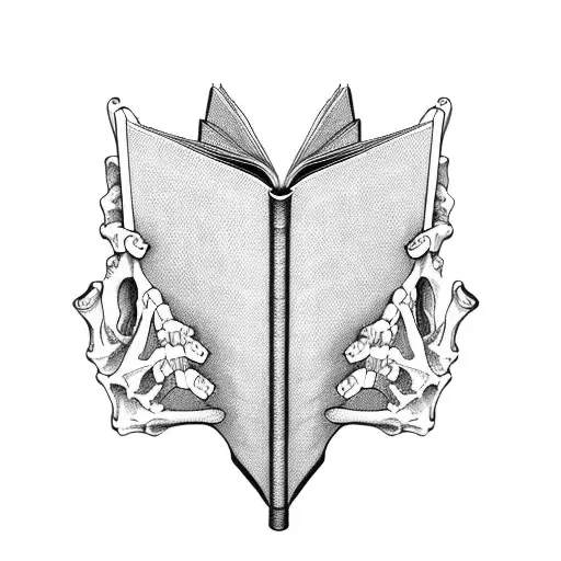 skeleton reading old book tattoo design idea