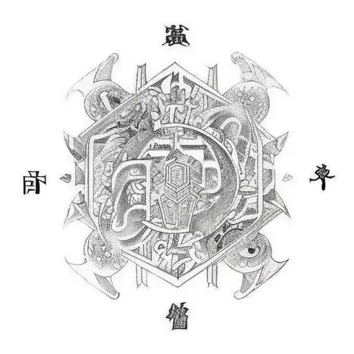 puzzle du millenium dans une carte yu-gi-oh tattoo design idea