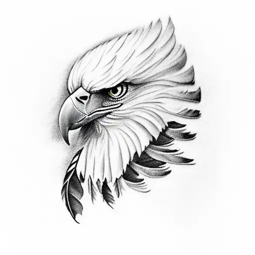 eagle Feathers, wing and clouds. Forearm tattoo design idea