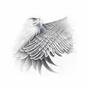 Realistic eagle wing in the clouds tattoo design idea