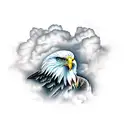 Realistic eagle wing in the clouds tattoo design idea