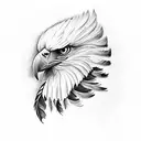 eagle Feathers, wing and clouds. Forearm tattoo design idea