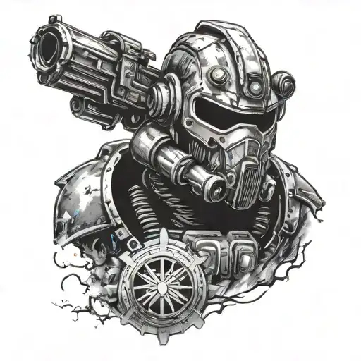 brotherhood of steel from fallout power armor tattoo design idea