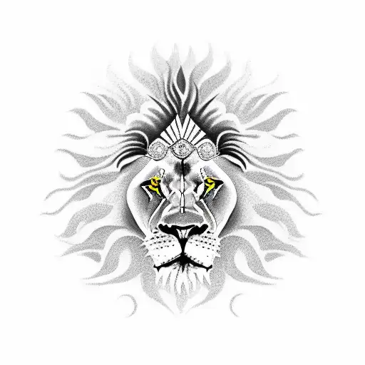 lion roaring with ring of fire and ancient soliders around it  tattoo design idea