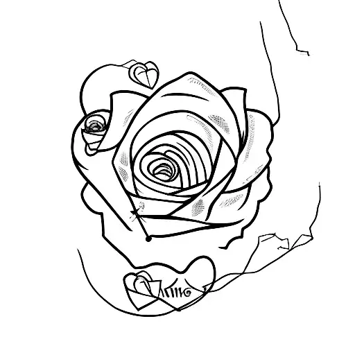 A minimalist tattoo of a heart-shaped rose wrapped in barbed wire, with Sam's name subtly incorporated tattoo design idea