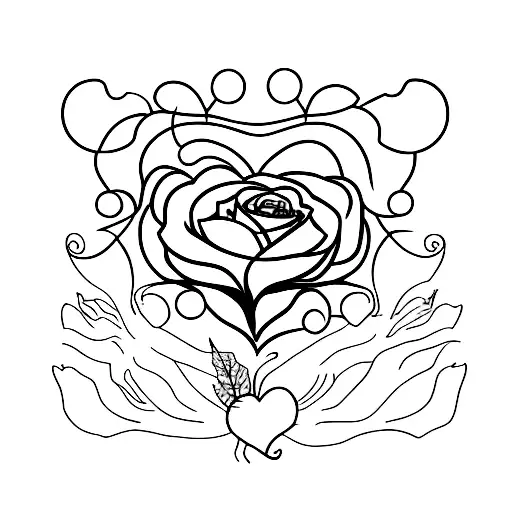 A minimalist tattoo of a broken heart with a delicate rose growing out of it tattoo design idea