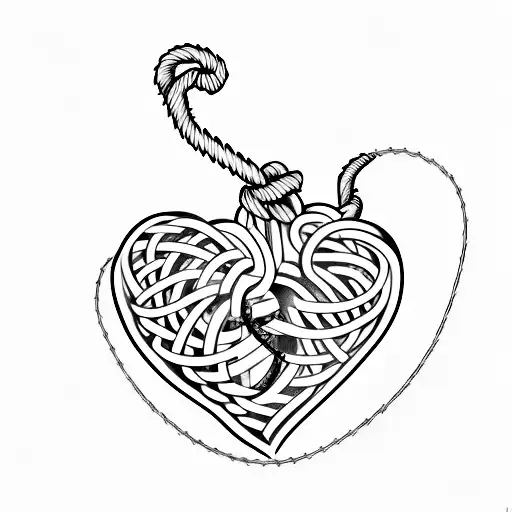 A minimalist tattoo of a heart-shaped barbed wire with Sam's name inside it tattoo design idea